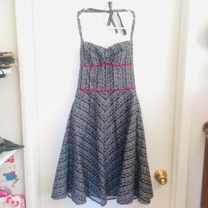 Pinup/Rockabilly Skull & Rose Print Halter Dress